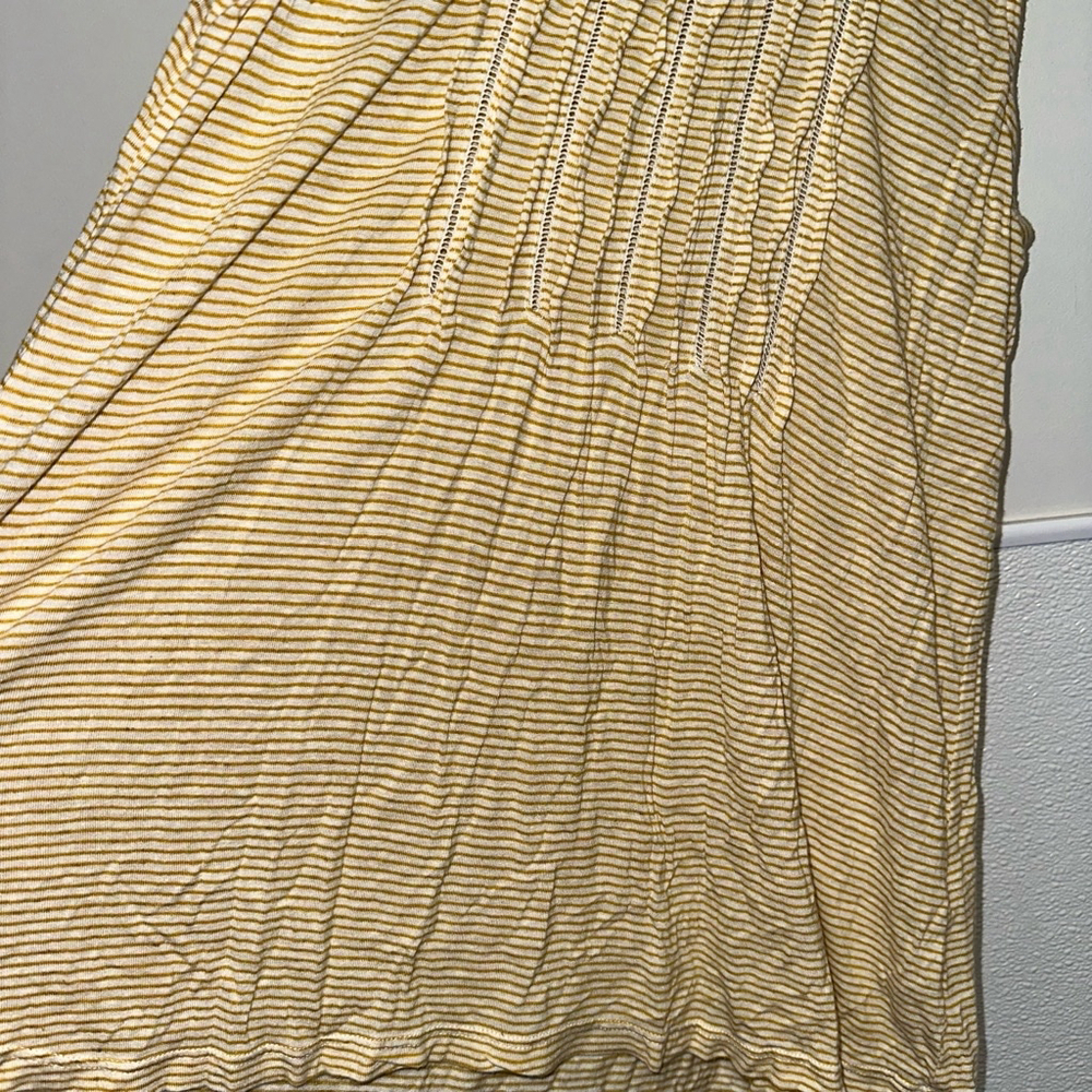 Women's Anthropologie Tank Top Size M mustard Yellow Striped Sleeveless - Picture 6 of 13